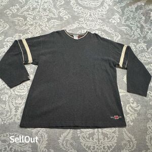 Vintage Reebok Classic Men's V-Neck Sweater Charcoal Gray 2XL Long Sleeve